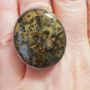 New Ocean Jasper Antique Design Silver Ring.